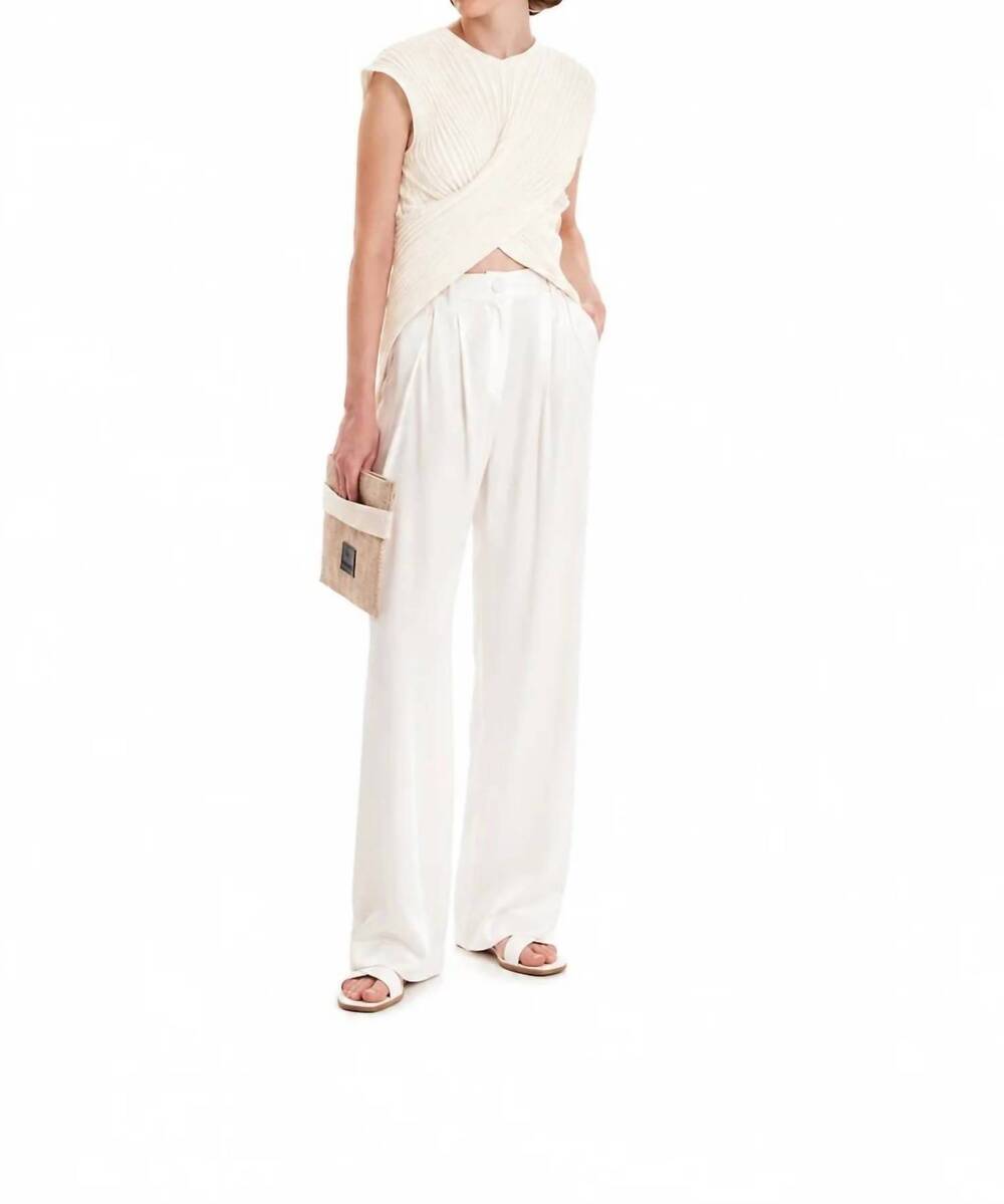 NEW KOURBELA seashells knit crossed top in off white